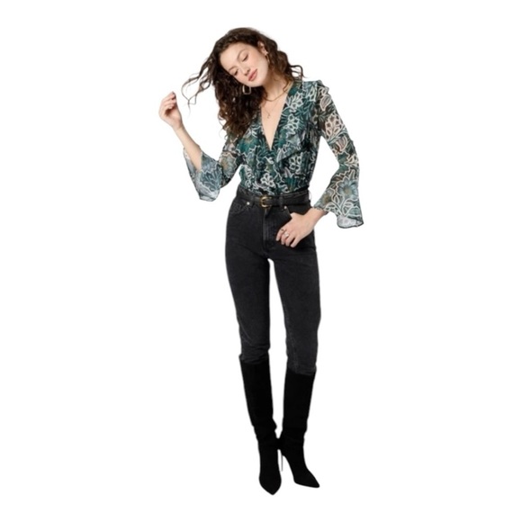 NWT! Band of Gypsies Band of the Free Bonnie Black Emerald Bodysuit. Size Medium - Picture 3 of 11